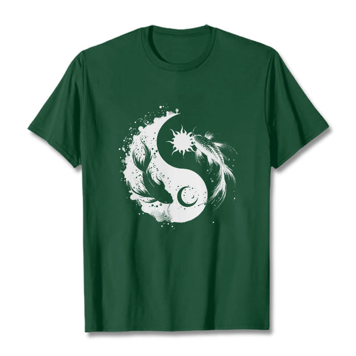 Maglietta con motivo Buddha Stonessun e Moon Yin Yang Koi - Verde foresta - 2XL - image 10