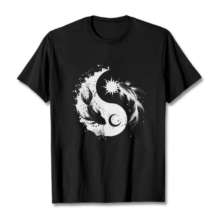 Maglietta con motivo Buddha Stonessun e Moon Yin Yang Koi - Nero - 2XL - image 4