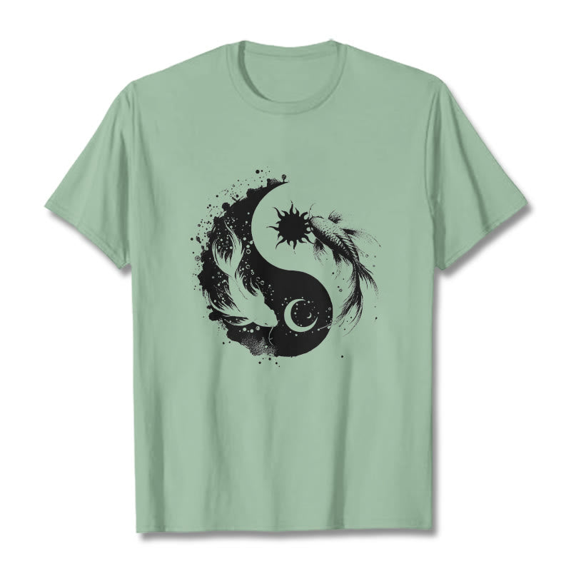 Maglietta con motivo Buddha Stonessun e Moon Yin Yang Koi - Verde pallido - 2XL - image 15