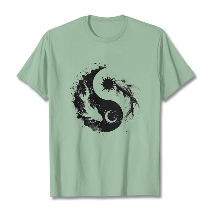 Maglietta con motivo Buddha Stonessun e Moon Yin Yang Koi - Verde pallido - 2XL - image 15
