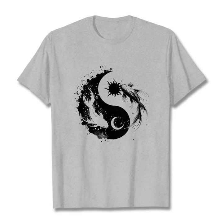 Maglietta con motivo Buddha Stonessun e Moon Yin Yang Koi - Grigio chiaro - 2XL - image 20