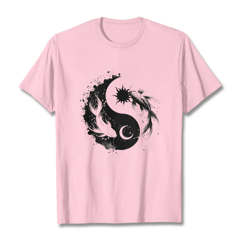 Maglietta con motivo Buddha Stonessun e Moon Yin Yang Koi - Rosa chiaro - 2XL - image 13