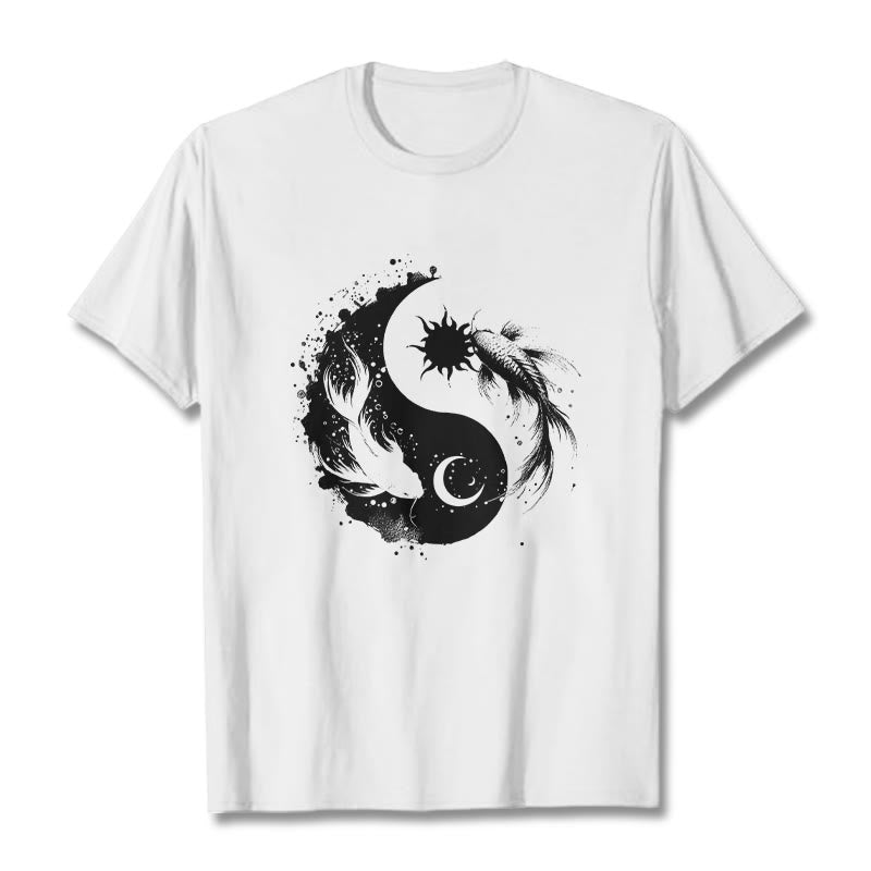 Maglietta con motivo Buddha Stonessun e Moon Yin Yang Koi - Bianco - 2XL - image 1