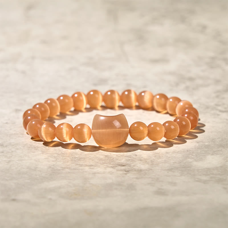 Braccialetto di perline spirituali con testa di Buddha Stones, occhio di gatto rosa e occhio di gatto bianco - Occhio di gatto arancione (circonferenza del polso: 15-20 cm) - image 14