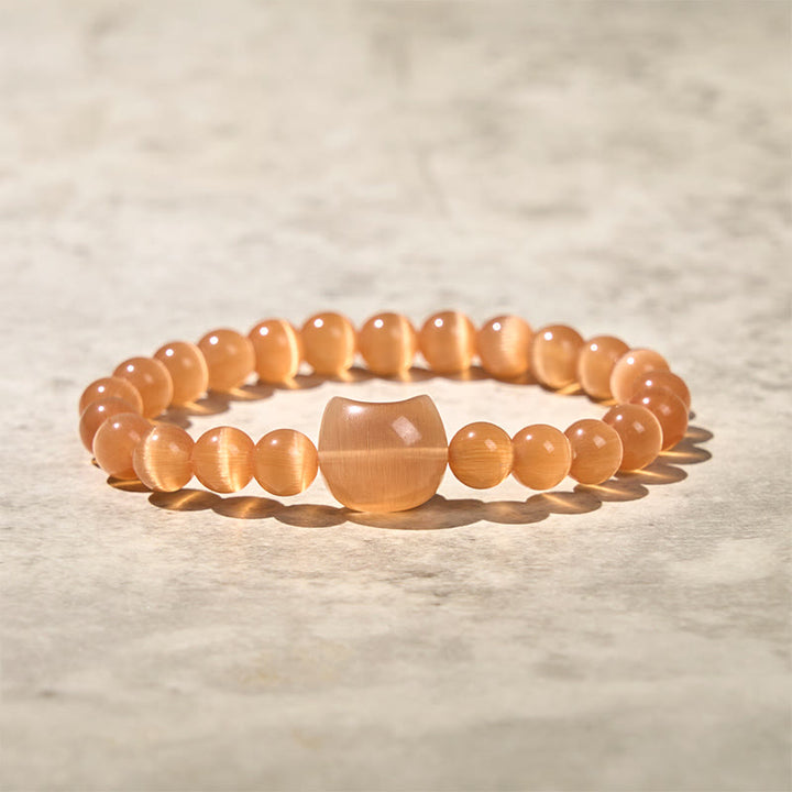 Braccialetto di perline spirituali con testa di Buddha Stones, occhio di gatto rosa e occhio di gatto bianco - Occhio di gatto arancione (circonferenza del polso: 15-20 cm) - image 14