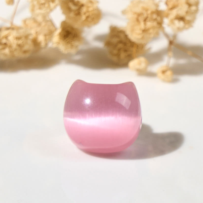 Braccialetto di perline spirituali con testa di Buddha Stones, occhio di gatto rosa e occhio di gatto bianco - image 5