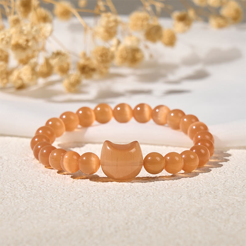Braccialetto di perline spirituali con testa di Buddha Stones, occhio di gatto rosa e occhio di gatto bianco - image 16