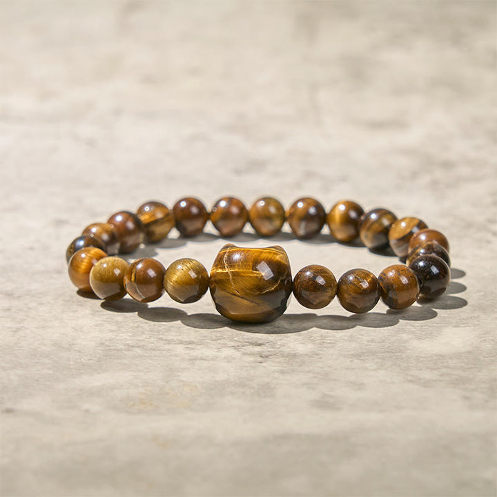Braccialetto di perle di potere con occhio di tigre e gatto carino Buddha Stones - image 4