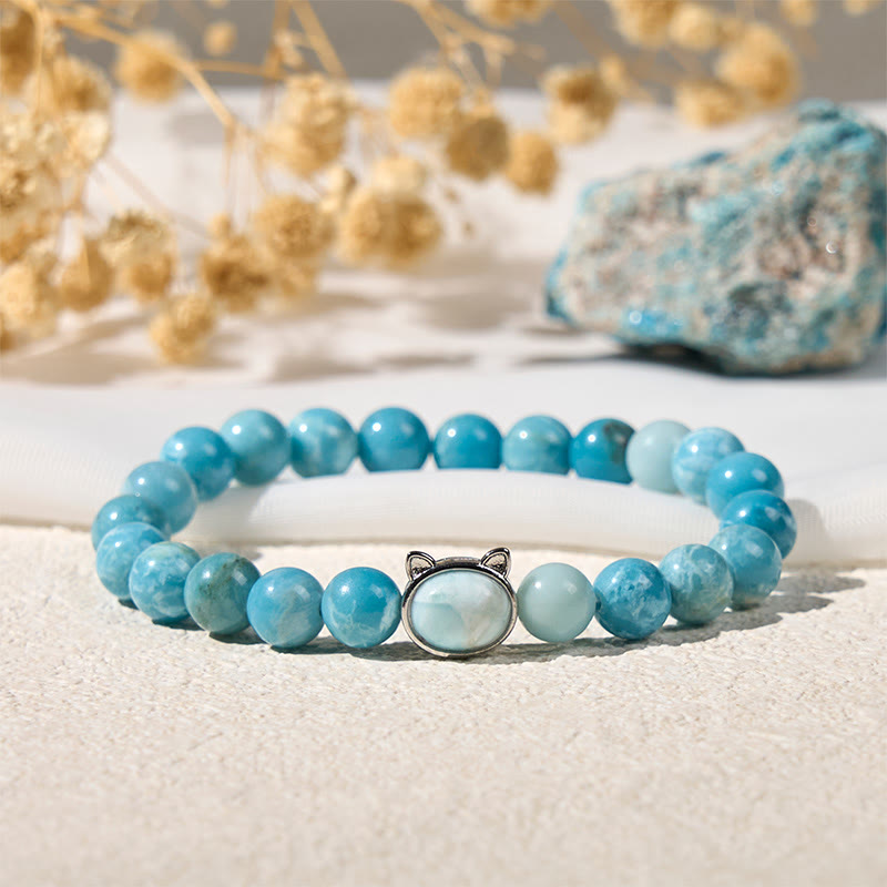 Braccialetto di perle di saggezza in larimar naturale con Buddha Stones - image 1
