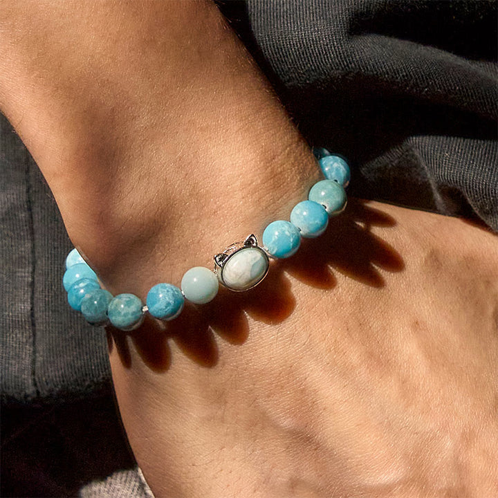 Braccialetto di perle di saggezza in larimar naturale con Buddha Stones - image 4