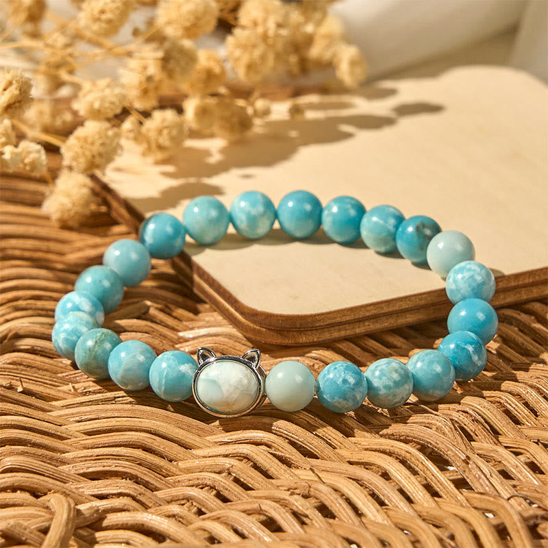 Braccialetto di perle di saggezza in larimar naturale con Buddha Stones - image 3