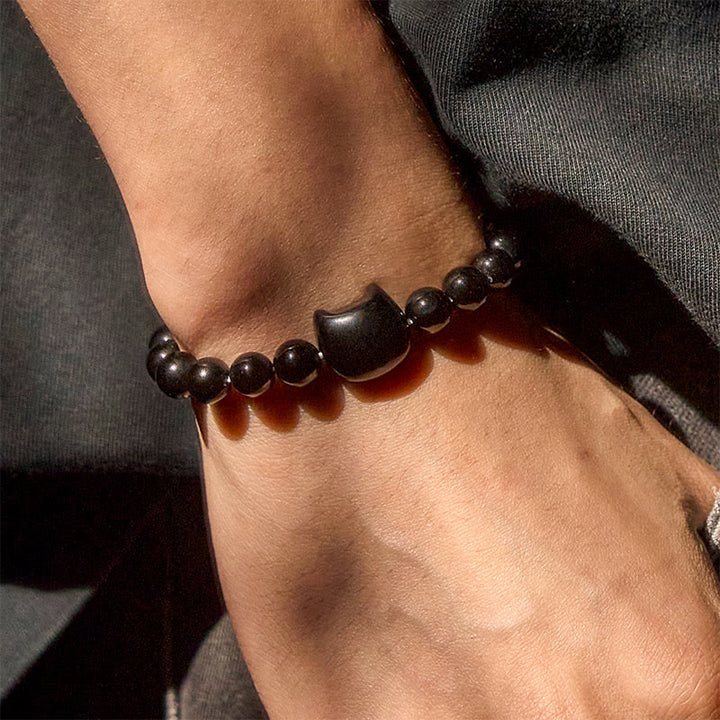 Braccialetto di protezione in onice nero naturale con gatto nero Buddha Stones - image 12