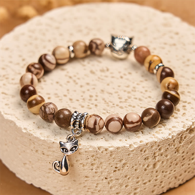 Braccialetto positivo con perline di agata diaspro zebrato Buddha Stones - image 1