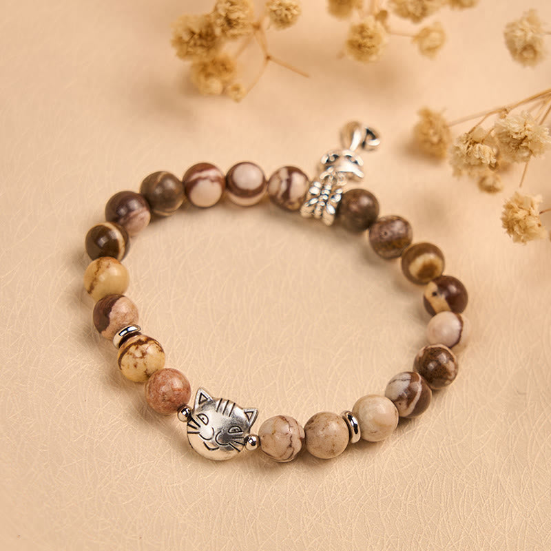 Braccialetto positivo con perline di agata diaspro zebrato Buddha Stones - image 2