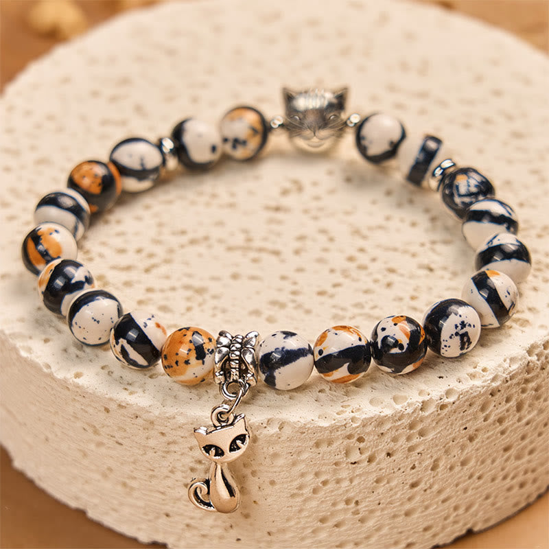 Braccialetto di fiducia in pietra naturale con perline di gatto calico Buddha Stones - image 2