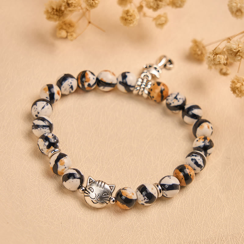 Braccialetto di fiducia in pietra naturale con perline di gatto calico Buddha Stones - image 3