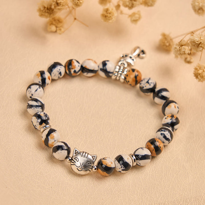 Braccialetto di fiducia in pietra naturale con perline di gatto calico Buddha Stones - image 3