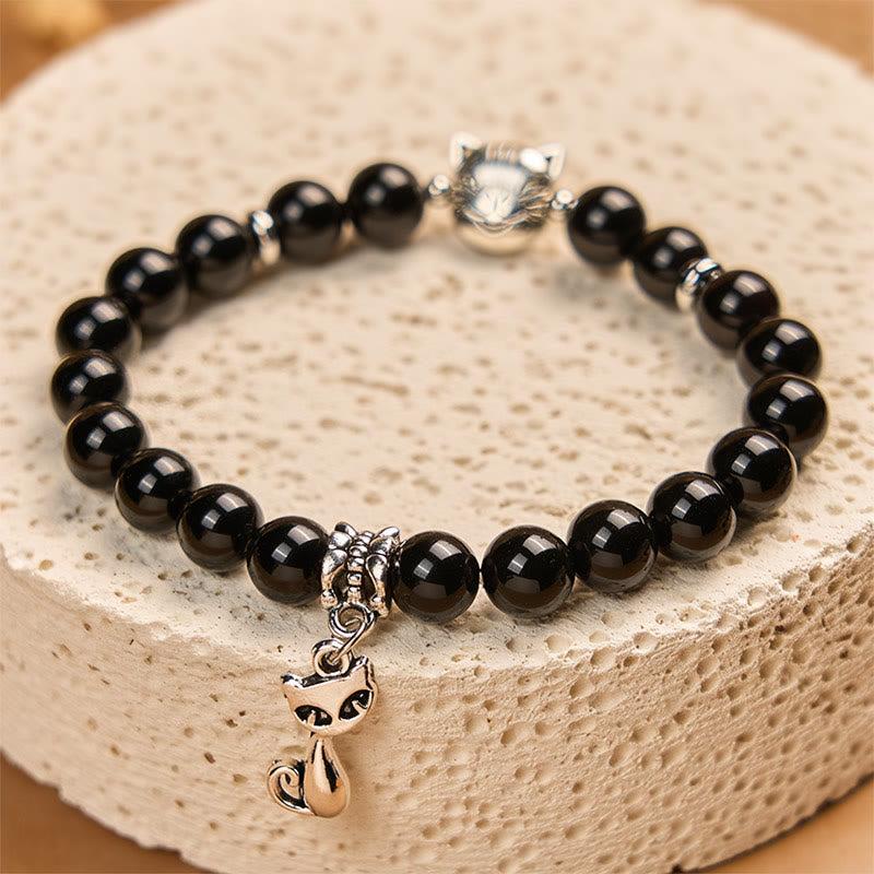 Braccialetto di supporto per gattini in onice nero naturale Buddha Stones - image 3