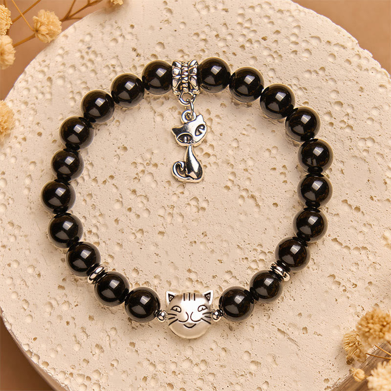 Braccialetto di supporto per gattini in onice nero naturale Buddha Stones - image 2