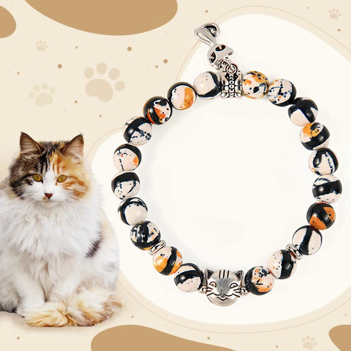 Braccialetto di fiducia in pietra naturale con perline di gatto calico Buddha Stones - Gatto calico (circonferenza del polso 15-16 cm) - image 0