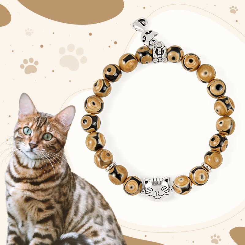Buddha Stones Bengal Cat Natural Agate Strength Inner Stone - Gatto del Bengala (circonferenza del polso 15-16 cm) - image 0