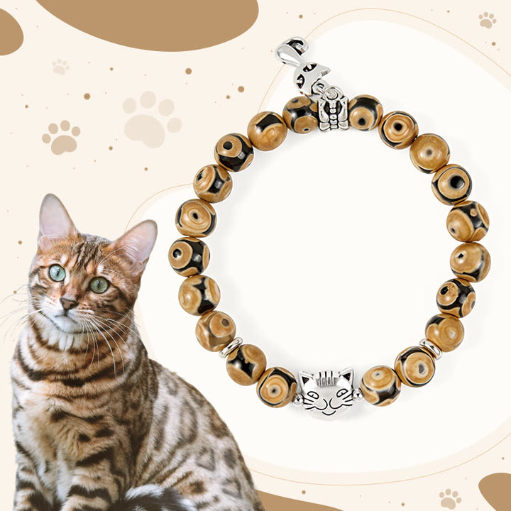 Buddha Stones Bengal Cat Natural Agate Strength Inner Stone - Gatto del Bengala (circonferenza del polso 15-16 cm) - image 0