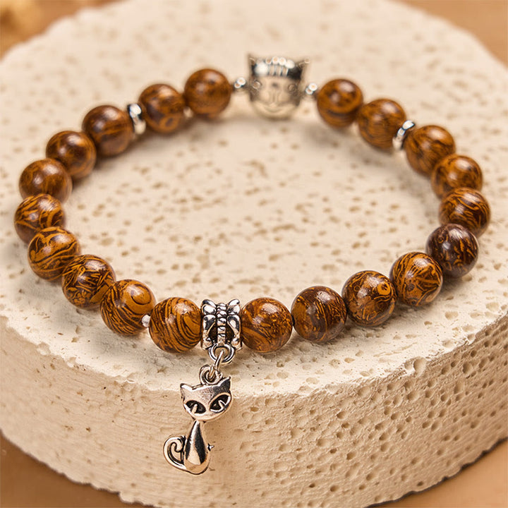 Braccialetto di protezione per la testa del gattino in pietra naturale Buddha Stones - image 2