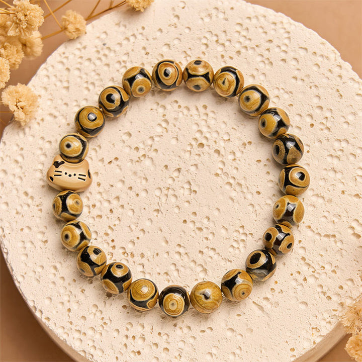 Braccialetto grazioso con testa di gattino in pietra di agata naturale con Buddha Stones e gatto del Bengala - image 2