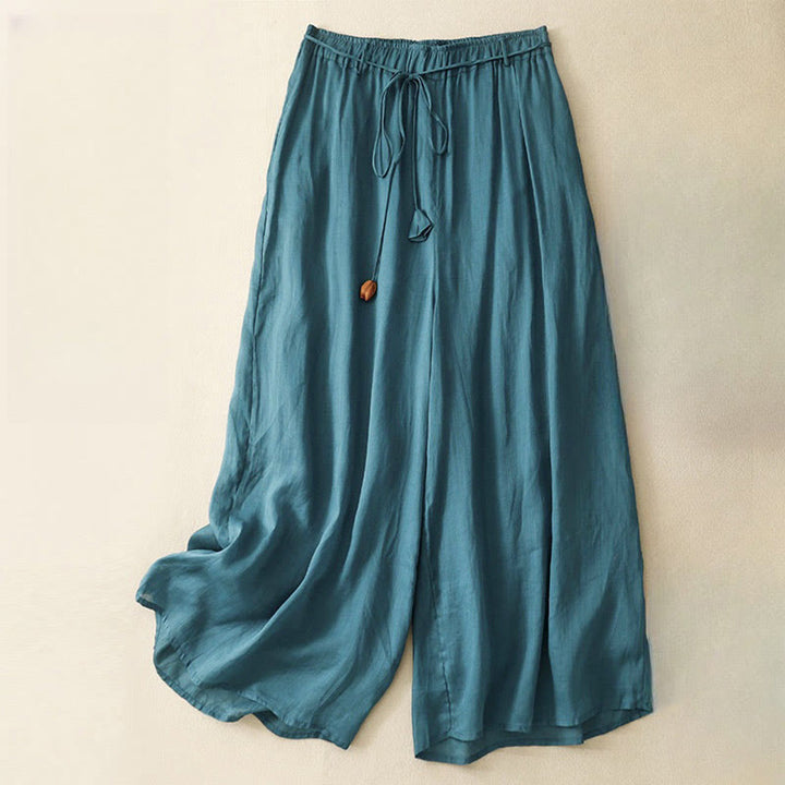 Pantaloni larghi da donna in cotone con coulisse e tasche, modello Buddha Stones, design semplice - Verde acqua - US8-10, UK/AU12-14, EU40-42 (2XL) - image 1