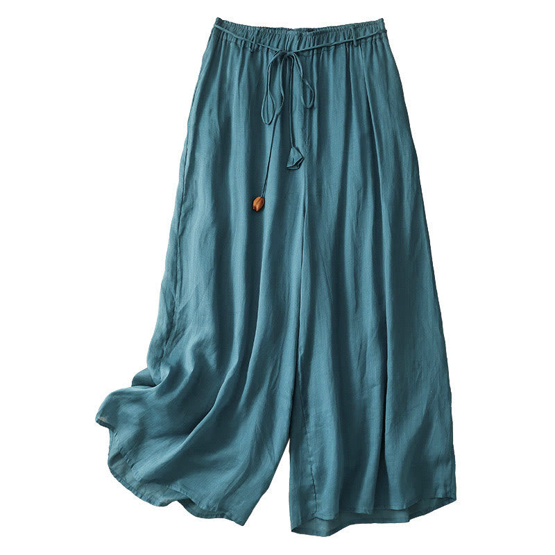 Pantaloni larghi da donna in cotone con coulisse e tasche, modello Buddha Stones, design semplice - image 6