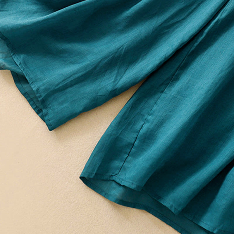 Pantaloni larghi da donna in cotone con coulisse e tasche, modello Buddha Stones, design semplice - image 3