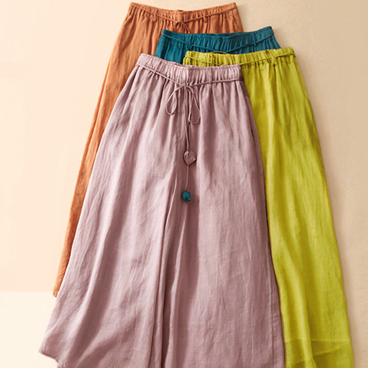 Pantaloni larghi da donna in cotone con coulisse e tasche, modello Buddha Stones, design semplice - image 7