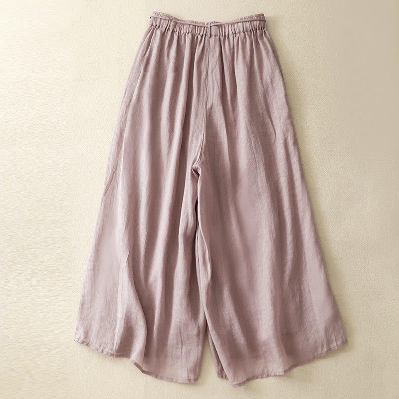 Pantaloni larghi da donna in cotone con coulisse e tasche, modello Buddha Stones, design semplice - image 10