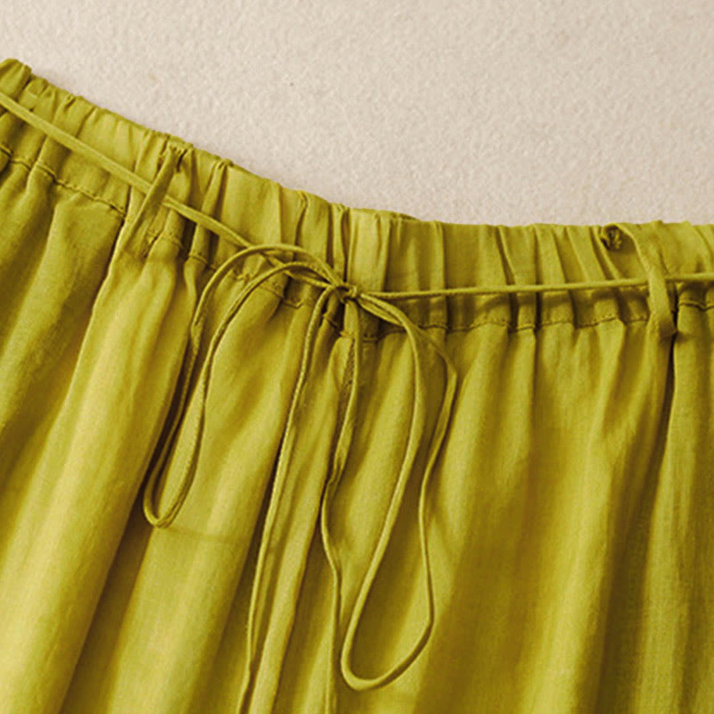 Pantaloni larghi da donna in cotone con coulisse e tasche, modello Buddha Stones, design semplice - image 22