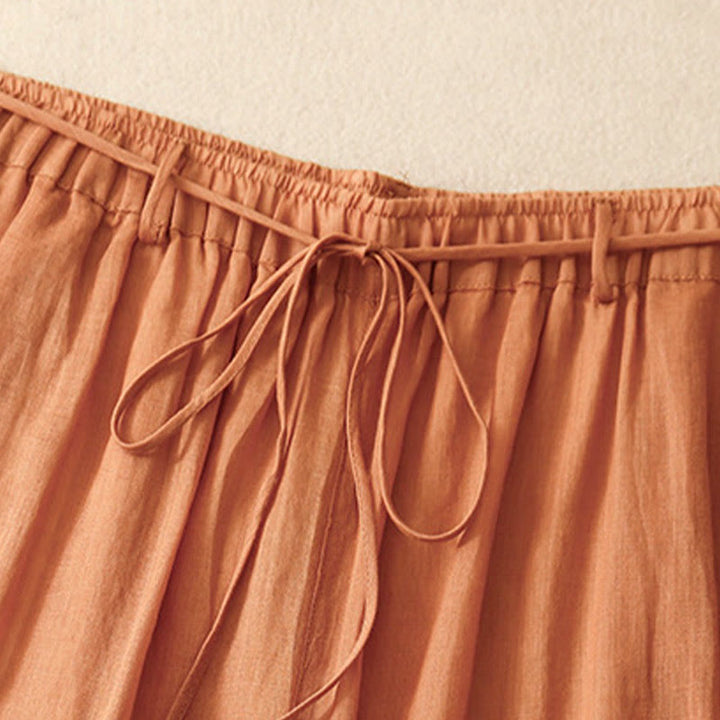 Pantaloni larghi da donna in cotone con coulisse e tasche, modello Buddha Stones, design semplice - image 24