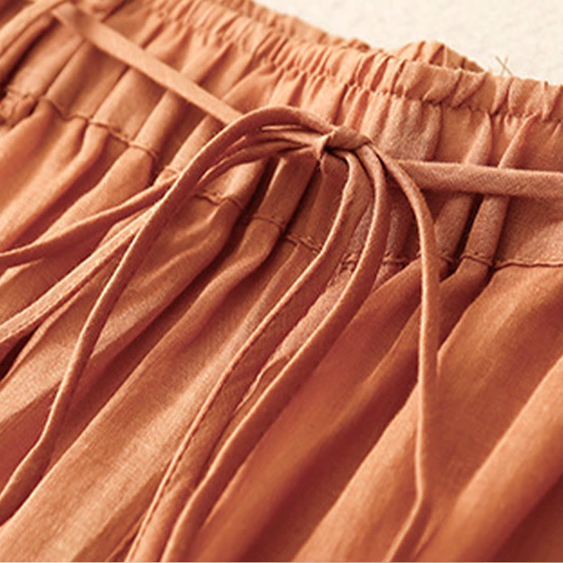 Pantaloni larghi da donna in cotone con coulisse e tasche, modello Buddha Stones, design semplice - image 27