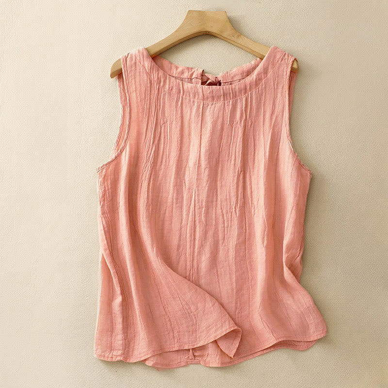 Gilet da donna con lacci senza maniche, colore puro, estivo, Buddha Stones - Salmone chiaro - US8-10, UK/AU12-14, EU40-42 (2XL) - image 1