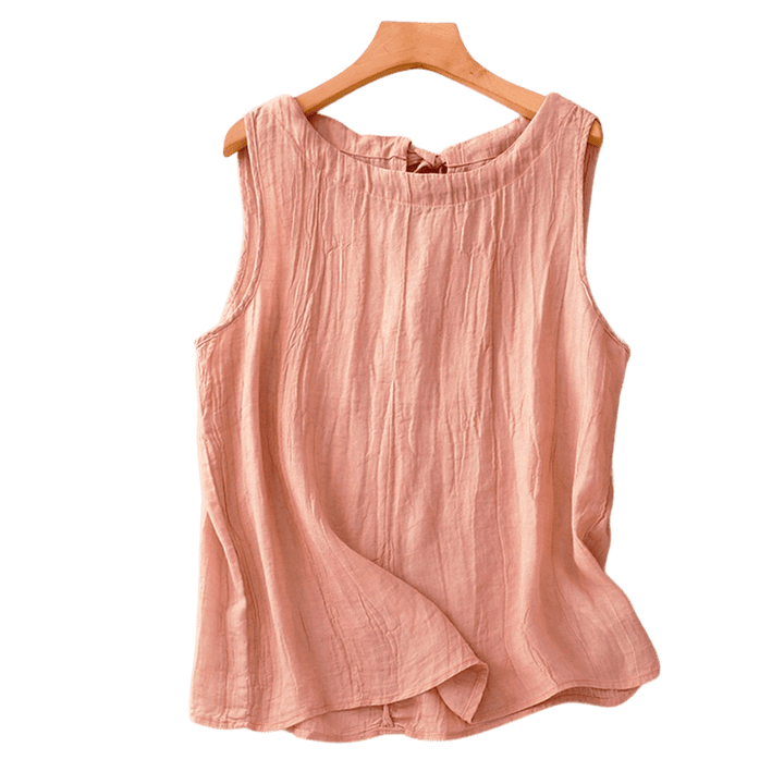 Gilet da donna con lacci senza maniche, colore puro, estivo, Buddha Stones - image 5