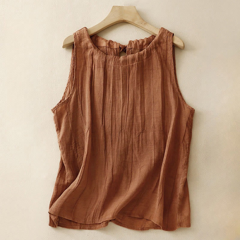 Gilet da donna con lacci senza maniche, colore puro, estivo, Buddha Stones - Cioccolato - US8-10, UK/AU12-14, EU40-42 (2XL) - image 18