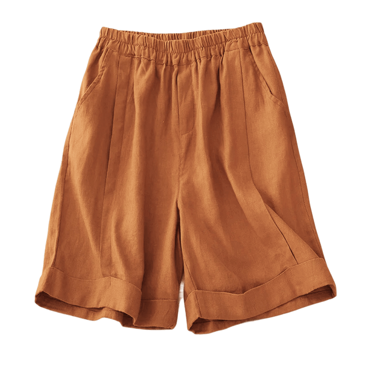 Pantaloncini da donna in cotone tinta unita casual Buddha Stones con tasche - image 6