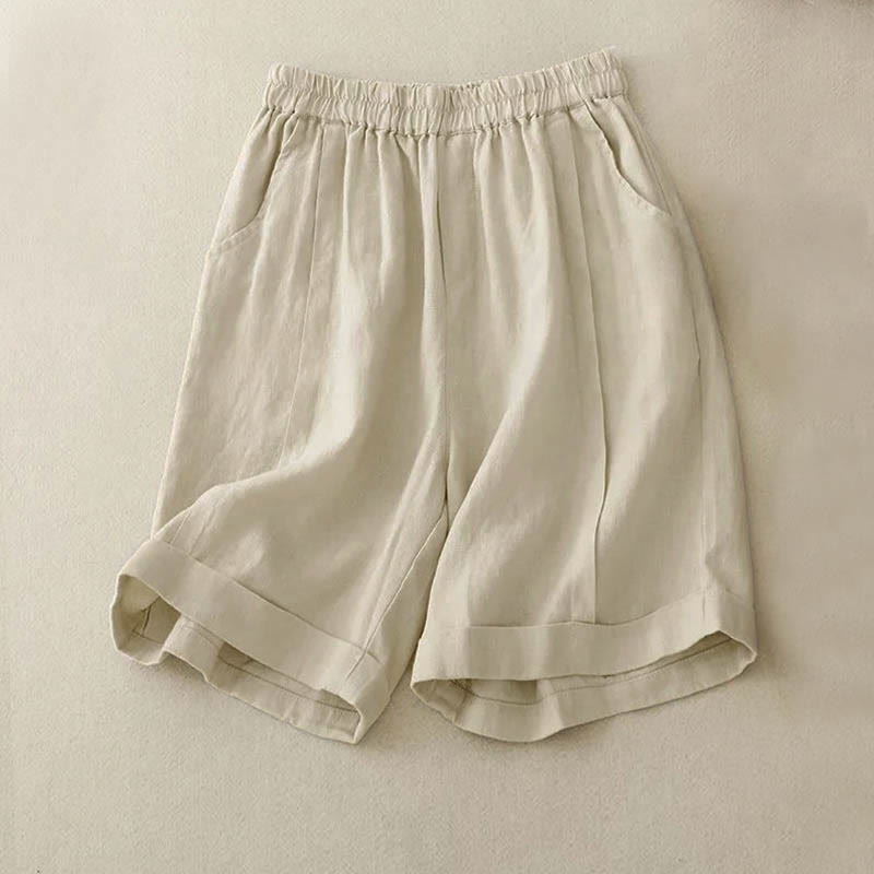 Pantaloncini da donna in cotone tinta unita casual Buddha Stones con tasche - Biancheria - US12, UK/AU16, EU44 (4XL) - image 7