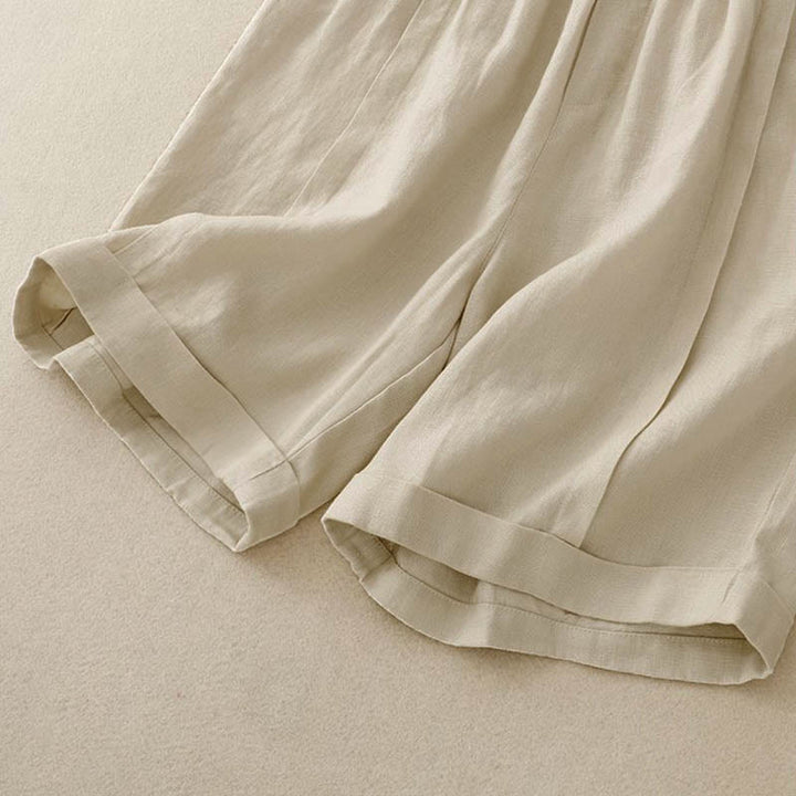 Pantaloncini da donna in cotone tinta unita casual Buddha Stones con tasche - image 8