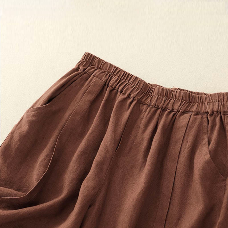 Pantaloncini da donna in cotone tinta unita casual Buddha Stones con tasche - image 14