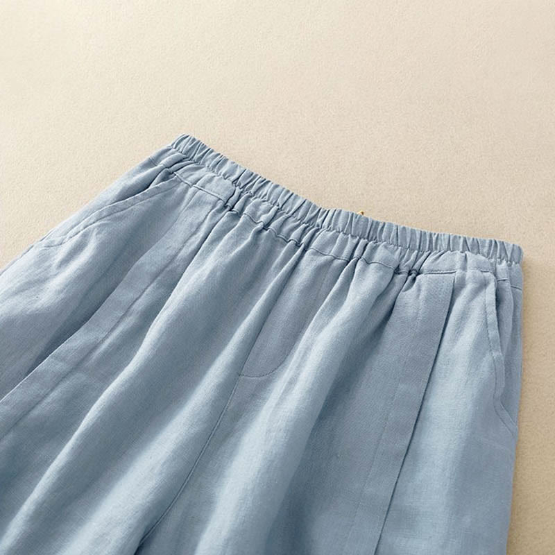 Pantaloncini da donna in cotone tinta unita casual Buddha Stones con tasche - image 22