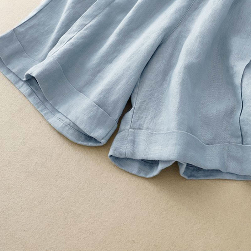 Pantaloncini da donna in cotone tinta unita casual Buddha Stones con tasche - image 20