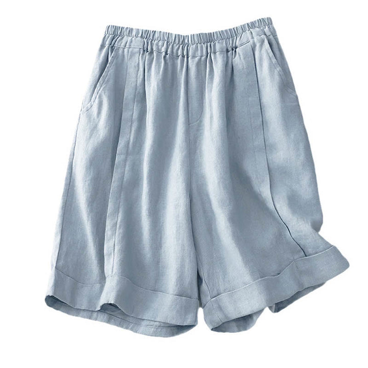Pantaloncini da donna in cotone tinta unita casual Buddha Stones con tasche - image 25