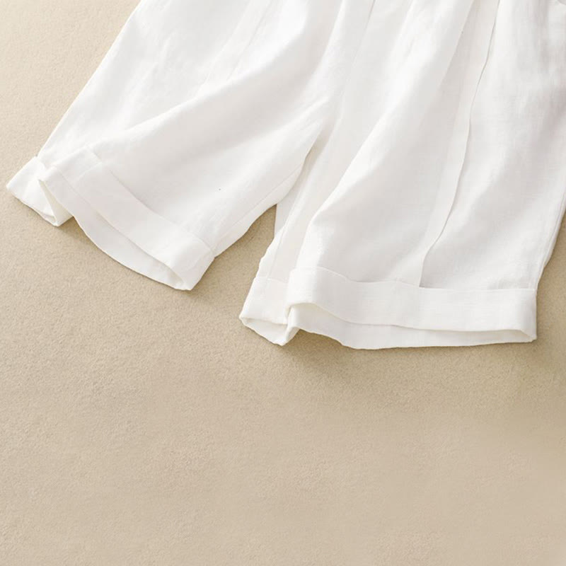 Pantaloncini da donna in cotone tinta unita casual Buddha Stones con tasche - image 35