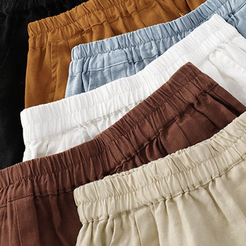 Pantaloncini da donna in cotone tinta unita casual Buddha Stones con tasche - image 37