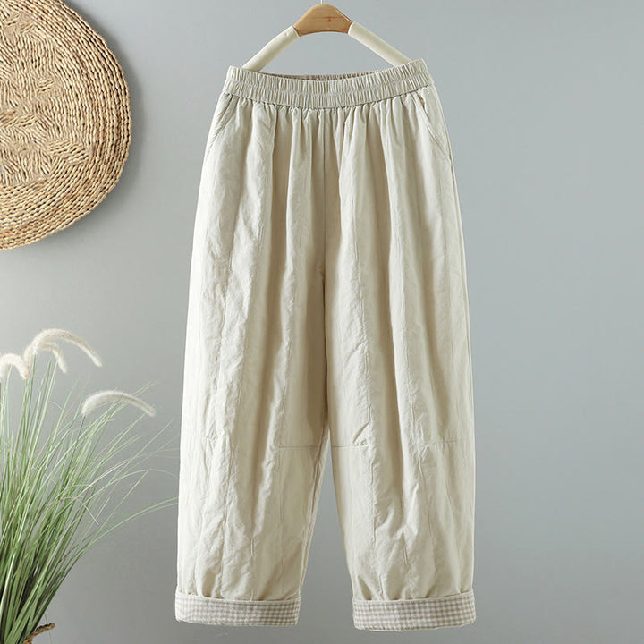 Pantaloni harem invernali da donna in cotone alla caviglia con tasche, Buddha Stones - Beige - US8-10, UK/AU12-14, EU40-42 (2XL) - image 7