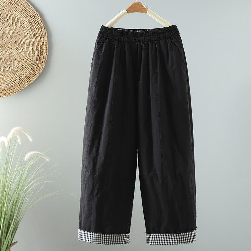 Pantaloni harem invernali da donna in cotone alla caviglia con tasche, Buddha Stones - Nero - US8-10, UK/AU12-14, EU40-42 (2XL) - image 1